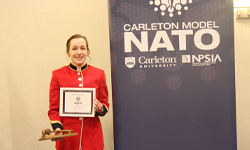 Hannah Hollander at MNATO Carleton University winning best Chair award