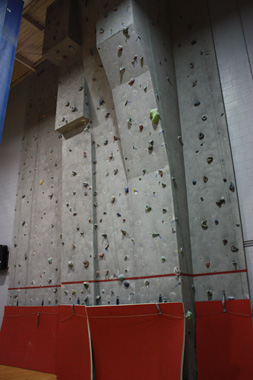 View of the climbing wall from SAM gymnasium court 2