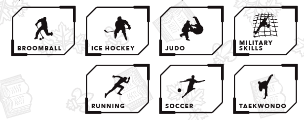 Broomball, Ice Hockey, Judo, Military Skills, Running, Soccer, Taekwondo