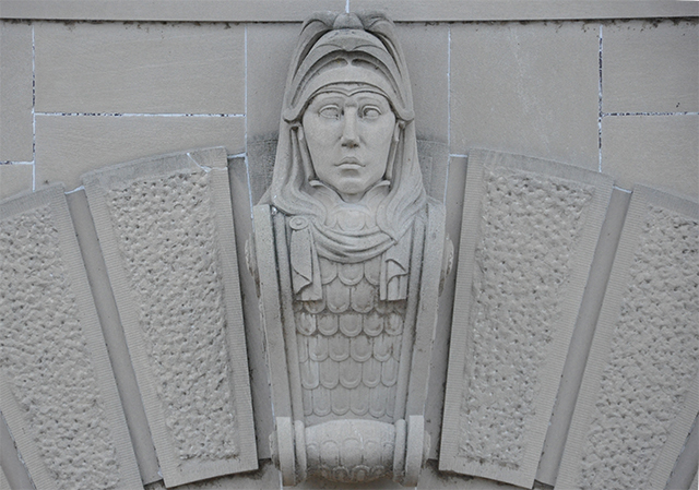Detail of sculpture on the arch