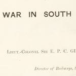 Une page du livre du Lieutenant-colonel Sir E.P.C. Girouard (CMR 1882-1886), Histoire des Chemins de fer au cours de la guerre en Afrique du Sud, 1899-1902, montrant une carte des chemins de fer. Numéro d’accession 20120010-002