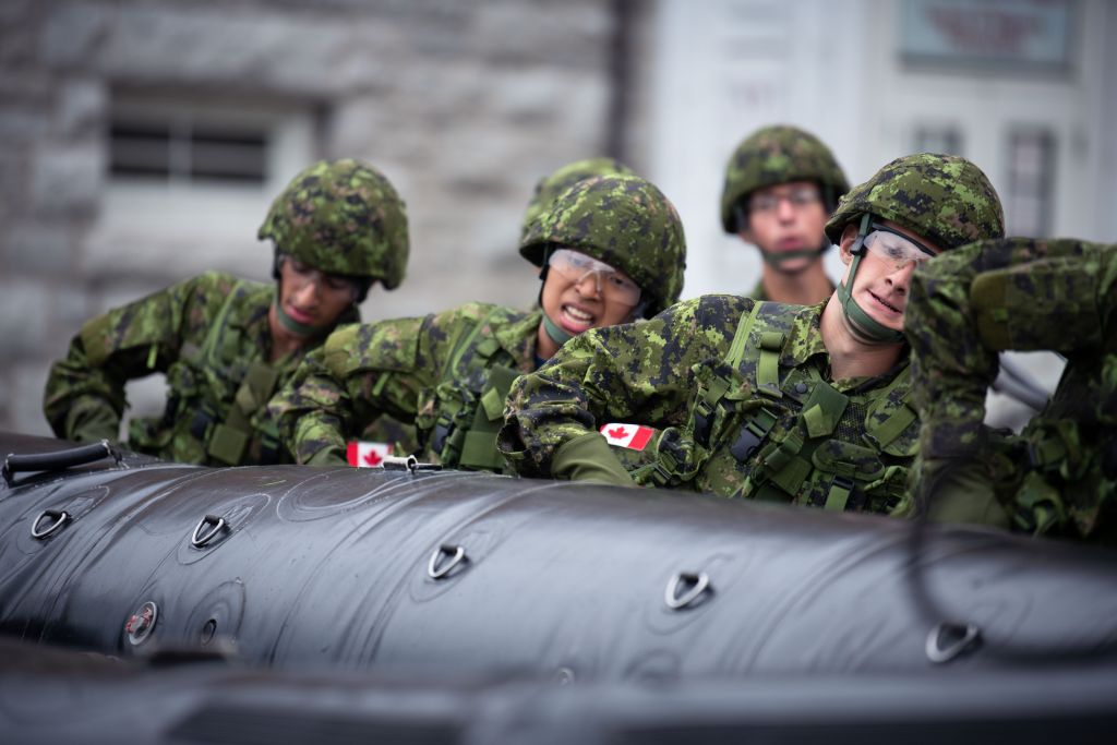 Officer cadets showing teamwork